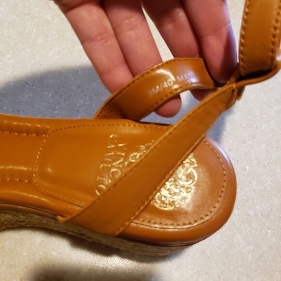 Vince Camuto Open Toe Wedge Sandals Pelani Cork Leather Platform Size 9M / 40 - Picture 8 of 9